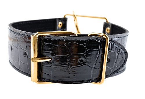 Чёрный ошейник с золотистым цепным поводком Pipedream Collar Leash PD3978-23