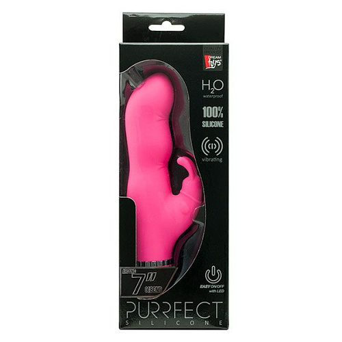 Розовый вибратор с клиторальным стимулятором Dream Toys PURRFECT SILICONE DELUXE DUOVIBE 21296 (17,5 см)