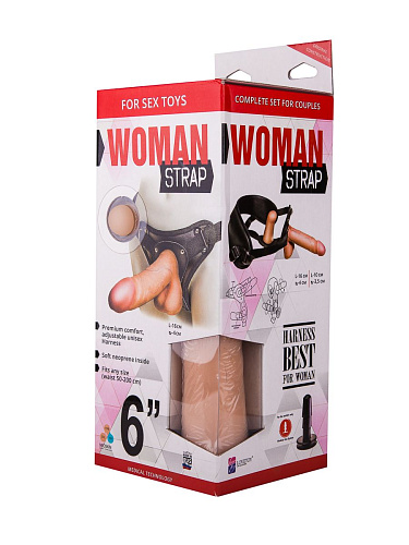 Женский страпон телесного цвета с реалистичной насадкой и вагинальной пробкой LOVETOY (А-Полимер) 831403 (16 см)