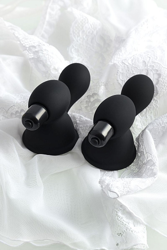 Чёрные виброприсоски-стимуляторы на соски ToyFa 889010