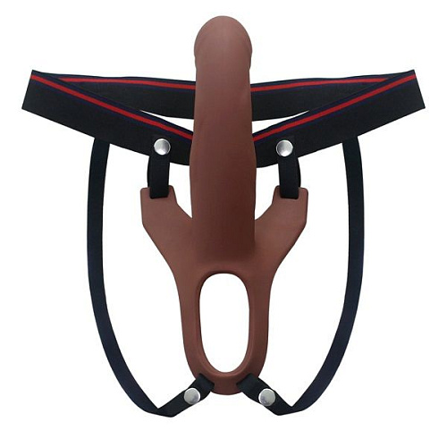 Коричневый полый фаллопротез на лентах Howells 182011brown