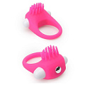 Розовое эрекционное кольцо с щеточкой Dream Toys LIT-UP SILICONE STIMU RING 521234
