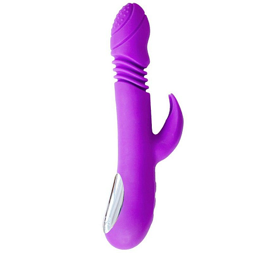 Фиолетовый вибромассажёр с ротацией и нагревом RestArt Flamingo RA-316 (23,5 см)