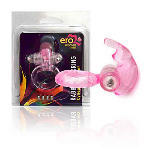 Розовое эрекционное виброкольцо Bior toys Rabbit Cockring EE-10004
