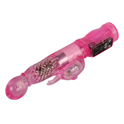 Розовый вибромассажёр с ротацией, стимуляцией клитора и 6 программами вибрации Baile BW-037013-0101 (23 см)