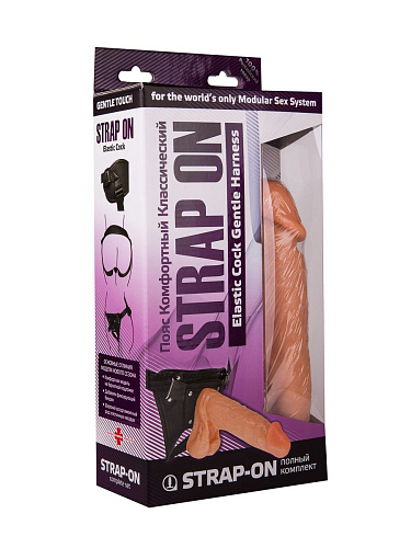 Реалистичная телесного цвета насадка-фаллос на трусиках с плугом LOVETOY (А-Полимер) 281503 (19 см)