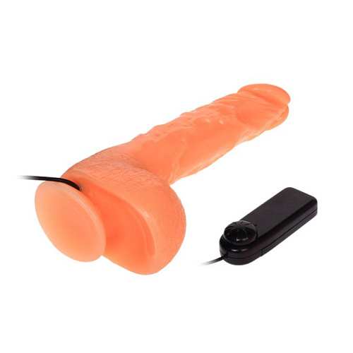 Вибратор с большой мошонкой телесного цвета Baile BW-008041Z (25 см)