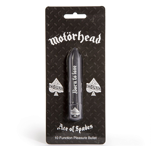 Чёрная вибропуля с надписью Motorhead Ace of Spades 10 Function Bullet Vibrator E26141