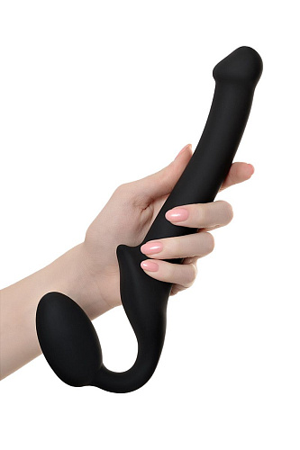Чёрный безремневой страпон Strap-on-me Silicone Bendable Strap-On S 6012833