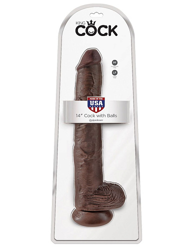 Коричневый фаллоимитатор-гигант Pipedream 14 Cock with Balls PD5534-29 (37,5 см)
