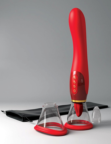 Красный двухсторонний вибростимулятор Pipedream Ultimate Pleasure 24K Gold Luxury Edition PD4943-15 (25 см)