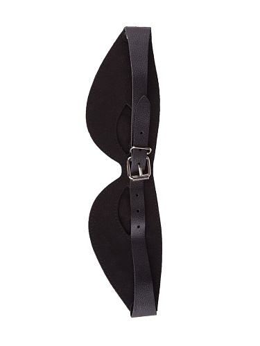 Чёрная кожаная маска с велюровой подкладкой Sitabella 3080-1