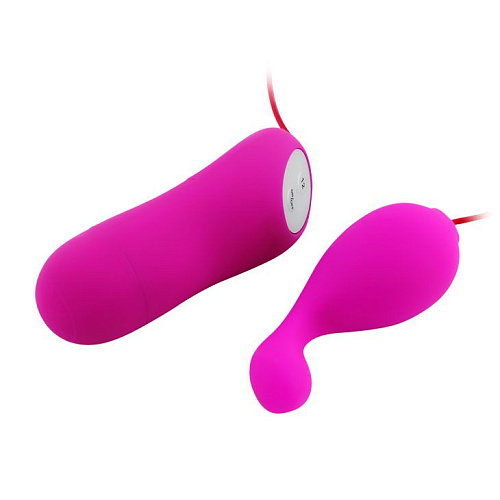 Розовый вибростимулятор с тонким кончиком и выносным пультом управления Baile BI-014137