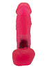 Розовая гелевая насадка с мошонкой для страпона LOVETOY (А-Полимер) 191200 (17,8 см)