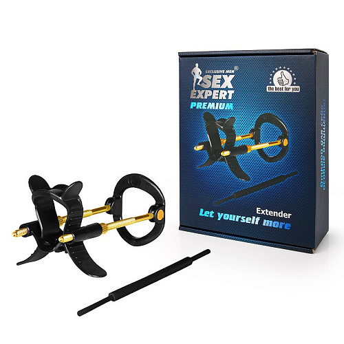 Чёрно-золотистый экстендер для пениса Bior toys Sex Expert SEM-55160