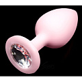 Нежно-розовая силиконовая пробка с прозрачным кристаллом Пикантные штучки DPSS0003DIA (7,5 см)