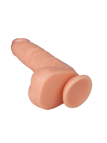 Реалистичный фаллоимитатор телесного цвета с мошонкой на присоске Bior toys EE-10235