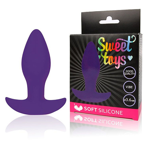 Фиолетовая коническая анальная вибровтулка с ограничителем Bior toys ST-40178-5 (8,5 см)