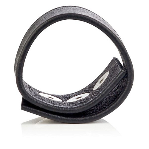 Кожаная утяжка для пениса чёрного цвета California Exotic Novelties Double Wide Leather Strap SE-6843-10-2