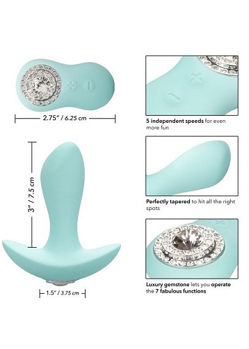 Нежно-голубая анальная пробка с пультом управления Jopen Pave Audrey JO-8005-80-3