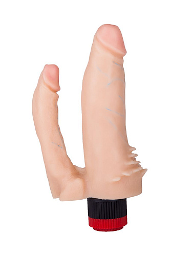 Двойной вибромассажёр-реалистик телесного цвета в коробке Сумерки богов №11 202-11 BX SB (17 см)