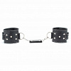 Чёрные кожаные оковы с крупной строчкой БДСМ арсенал 56010ars