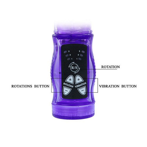 Фиолетовый вибратор-ротатор с клиторальным отростком Baile BW-037034-0603 (21 см)