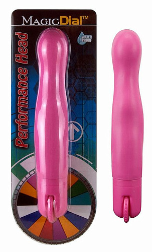 Розовый вибромассажёр с поворотным колёсиком Seven Creations Magic Dial 14-167-E13-BCD (19,5 см)