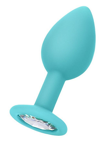 Мятная анальная пробка с прозрачным кристаллом Штучки-дрючки 690111 (7,3 см)