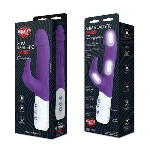 Фиолетовый миниатюрный вибратор с реалистичной головкой Hustler hi-tech HT-R6-PUR