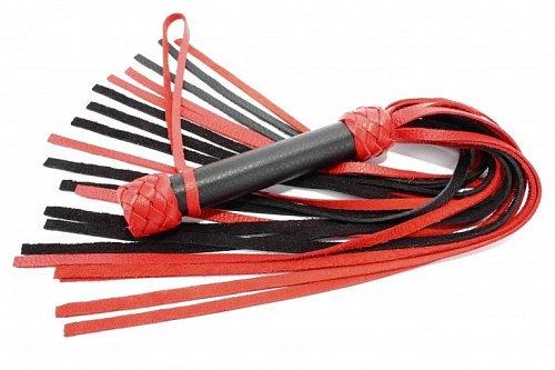 Чёрно-красная плеть БДСМ арсенал «Турецкие головы» 54030 (57 см)