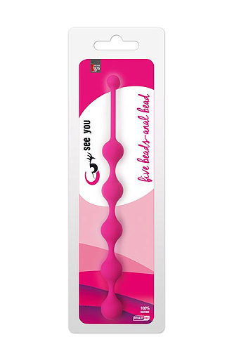 Розовая анальная цепочка Dream Toys SEE YOU FIVE BEADS ANAL 21224 (28,1 см)