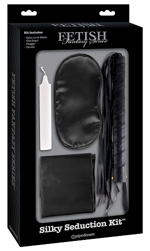 Чёрный набор для интимных удовольствий Pipedream Silky Seduction Kit PD2027-23