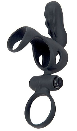 Чёрная эрекционная насадка с вибропулей Adrien Lastic Spartakus R 30639