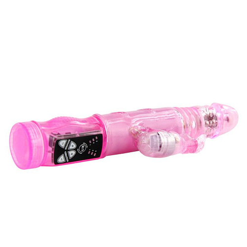 Розовый вибромассажёр с функцией ротации и с поступательными движениями Baile BW-037031-0101 (23,5 см)