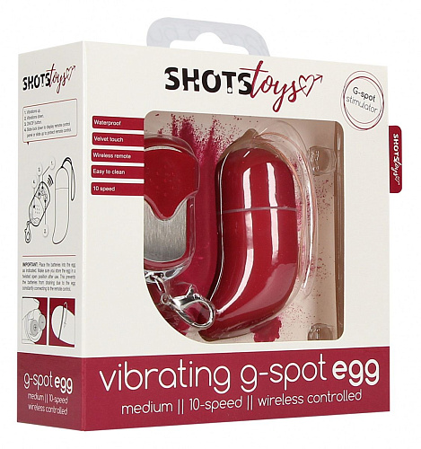 Красное виброяйцо с пультом Shots Media BV Medium Wireless Vibrating G-Spot Egg SHT088RED (7,5 см)