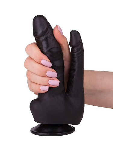 Двойной фаллоимитатор чёрного цвета на присоске LOVETOY (А-Полимер) 404700 (17 см)