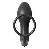 Чёрная анальная пробка с вибрацией с эрекционным кольцом Pipedream Ass-Gasm Cockring Vibrating Plug PD4684-23