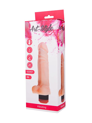 Вибратор-реалистик с мошонкой телесного цвета LOVETOY (А-Полимер) ART-Style №8 001307 (19 см)