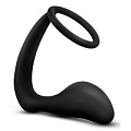 Чёрное эрекционное кольцо с анальным стимулятором Blush Novelties Platinum Cock Ring Plug BL-11245
