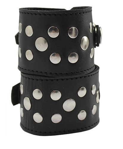 Декоративные чёрные наручи на кожаной подкладке Подиум Р291