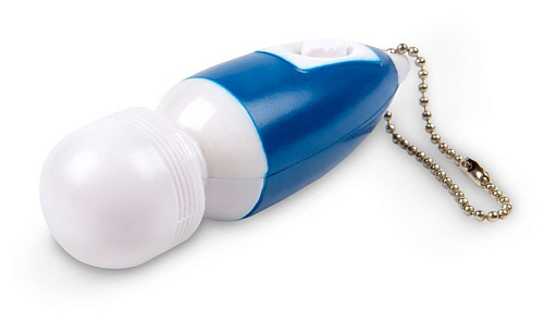 Сине-белый мини-вибратор в форме брелка Brazzers BRAS003