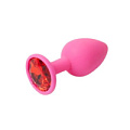 Розовая силиконовая пробка с красным кристаллом 4sexdreaM 47103 (8,2 см)
