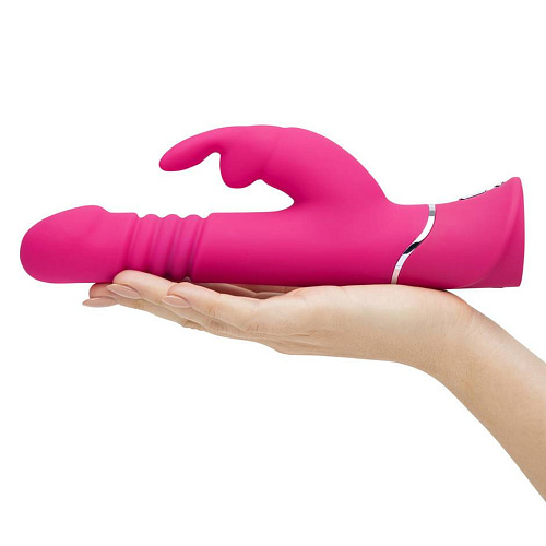 Розовый вибратор с имитацией толчков Happy Rabbit Thrusting Realistic Rechargeable Vibrator71507 (22,8 см)