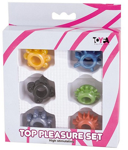 Набор из 6 разноцветных эрекционных колец ToyFa 888200