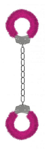 Кандалы с ярко-розовым мехом Shots Media BV Furry Ankle Cuffs SHT363PNK