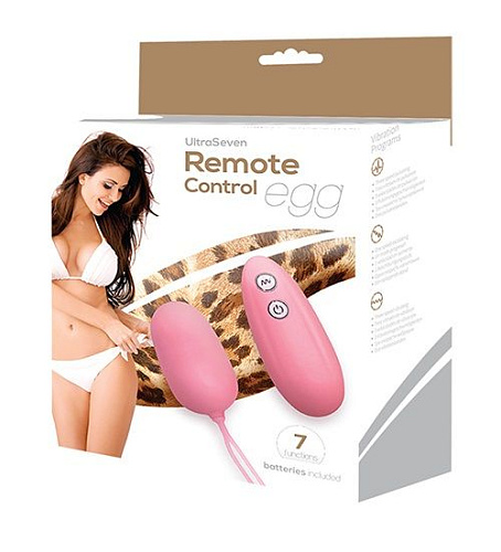 Розовое виброяйцо с пультом дистанционного управления Seven Creations ULTRA SEVEN REMOTE CONTROL EGG 50985