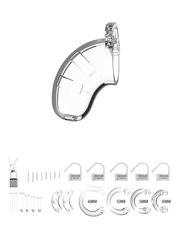 Прозрачным мужской пояс верности Shots Media BV Cock Cage Model 13 Chastity 2.5 MCG013TRA