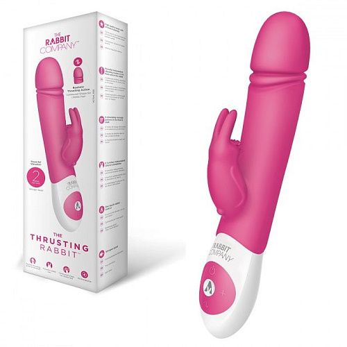 Розовый вибратор с функцией толкания The Rabbit Company Thrusting Rabbit TRC-016HP