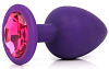 Фиолетовая анальная пробка с малиновым кристаллом Bior toys SF-70702-14 (9,5 см)